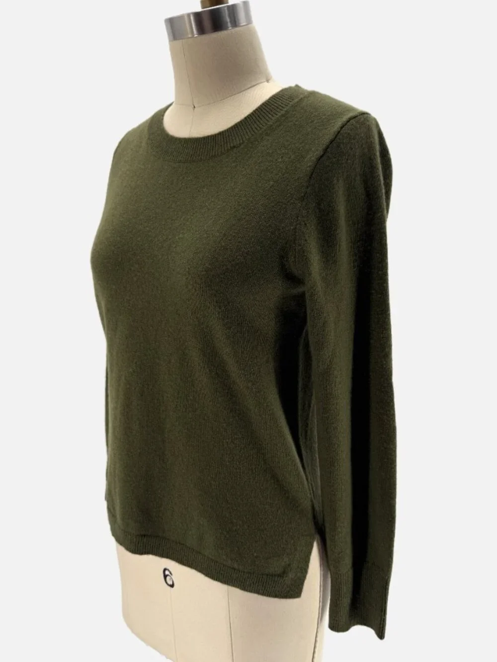 J. Crew 100% Cashmere Olive Green Knit Crew Neck Sweater S